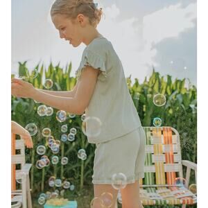 Antebies Mint Jacquard Ruffle Short Set, NWT, Multiple Sizes